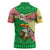Ethiopia Christmas Zipper Polo Shirt with Santa Riding Lion Ethiopian Flag Colors and Tribal Pattern Design - Wonder Print Shop