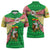 Ethiopia Christmas Zipper Polo Shirt with Santa Riding Lion Ethiopian Flag Colors and Tribal Pattern Design - Wonder Print Shop