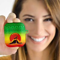 Ethiopia Christmas AirPods Case with Mountain Gazelle Sunset Ethiopian Flag Colors and Tribal Pattern Design - Wonder Print Shop