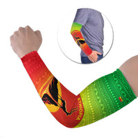 Ethiopia Christmas Arm Sleeves with Mountain Gazelle Sunset Ethiopian Flag Colors and Tribal Pattern Design - Wonder Print Shop