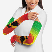 Ethiopia Christmas Arm Sleeves with Mountain Gazelle Sunset Ethiopian Flag Colors and Tribal Pattern Design - Wonder Print Shop