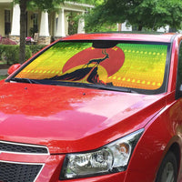 Ethiopia Christmas Auto Sun Shade with Mountain Gazelle Sunset Ethiopian Flag Colors and Tribal Pattern Design - Wonder Print Shop