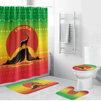 Ethiopia Christmas Bathroom Set with Mountain Gazelle Sunset Ethiopian Flag Colors and Tribal Pattern Design - Wonder Print Shop