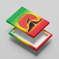 Ethiopia Christmas Canvas Wall Art with Mountain Gazelle Sunset Ethiopian Flag Colors and Tribal Pattern Design - Wonder Print Shop