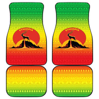 Ethiopia Christmas Car Mats with Mountain Gazelle Sunset Ethiopian Flag Colors and Tribal Pattern Design - Wonder Print Shop