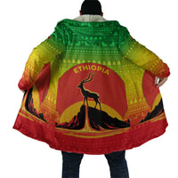 Ethiopia Christmas Cloak with Mountain Gazelle Sunset Ethiopian Flag Colors and Tribal Pattern Design - Wonder Print Shop