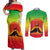 Ethiopia Christmas Couples Matching Off Shoulder Maxi Dress and Long Sleeve Button Shirt with Mountain Gazelle Sunset Ethiopian Flag Colors and Tribal Pattern Design - Wonder Print Shop