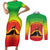 Ethiopia Christmas Couples Matching Short Sleeve Bodycon Dress and Long Sleeve Button Shirt with Mountain Gazelle Sunset Ethiopian Flag Colors and Tribal Pattern Design - Wonder Print Shop