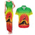 Ethiopia Christmas Couples Matching Tank Maxi Dress and Hawaiian Shirt with Mountain Gazelle Sunset Ethiopian Flag Colors and Tribal Pattern Design - Wonder Print Shop