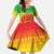 Ethiopia Christmas Family Matching Off Shoulder Maxi Dress and Hawaiian Shirt with Mountain Gazelle Sunset Ethiopian Flag Colors and Tribal Pattern Design - Wonder Print Shop