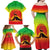 Ethiopia Christmas Family Matching Off Shoulder Maxi Dress and Hawaiian Shirt with Mountain Gazelle Sunset Ethiopian Flag Colors and Tribal Pattern Design - Wonder Print Shop