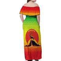 Ethiopia Christmas Family Matching Off Shoulder Maxi Dress and Hawaiian Shirt with Mountain Gazelle Sunset Ethiopian Flag Colors and Tribal Pattern Design - Wonder Print Shop