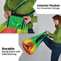 Ethiopia Christmas Grocery Bag with Mountain Gazelle Sunset Ethiopian Flag Colors and Tribal Pattern Design - Wonder Print Shop