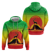 Ethiopia Christmas Hoodie with Mountain Gazelle Sunset Ethiopian Flag Colors and Tribal Pattern Design - Wonder Print Shop