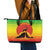 Ethiopia Christmas Leather Tote Bag with Mountain Gazelle Sunset Ethiopian Flag Colors and Tribal Pattern Design - Wonder Print Shop