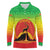 Ethiopia Christmas Long Sleeve Polo Shirt with Mountain Gazelle Sunset Ethiopian Flag Colors and Tribal Pattern Design - Wonder Print Shop