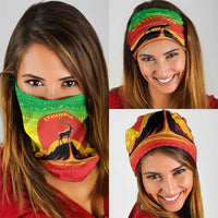 Ethiopia Christmas Neck Gaiter with Mountain Gazelle Sunset Ethiopian Flag Colors and Tribal Pattern Design - Wonder Print Shop