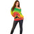 Ethiopia Christmas Off Shoulder Sweater with Mountain Gazelle Sunset Ethiopian Flag Colors and Tribal Pattern Design - Wonder Print Shop
