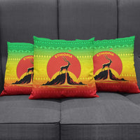 Ethiopia Christmas Pillow Cover with Mountain Gazelle Sunset Ethiopian Flag Colors and Tribal Pattern Design - Wonder Print Shop