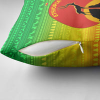 Ethiopia Christmas Pillow Cover with Mountain Gazelle Sunset Ethiopian Flag Colors and Tribal Pattern Design - Wonder Print Shop