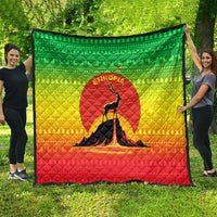 Ethiopia Christmas Quilt with Mountain Gazelle Sunset Ethiopian Flag Colors and Tribal Pattern Design - Wonder Print Shop
