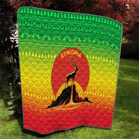 Ethiopia Christmas Quilt with Mountain Gazelle Sunset Ethiopian Flag Colors and Tribal Pattern Design - Wonder Print Shop
