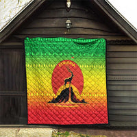 Ethiopia Christmas Quilt with Mountain Gazelle Sunset Ethiopian Flag Colors and Tribal Pattern Design - Wonder Print Shop