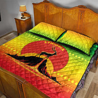 Ethiopia Christmas Quilt Bed Set with Mountain Gazelle Sunset Ethiopian Flag Colors and Tribal Pattern Design - Wonder Print Shop