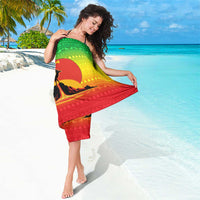 Ethiopia Christmas Sarong with Mountain Gazelle Sunset Ethiopian Flag Colors and Tribal Pattern Design - Wonder Print Shop