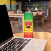 Ethiopia Christmas Skinny Tumbler with Mountain Gazelle Sunset Ethiopian Flag Colors and Tribal Pattern Design - Wonder Print Shop