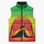 Ethiopia Christmas Sleeveless Puffer Jacket with Mountain Gazelle Sunset Ethiopian Flag Colors and Tribal Pattern Design - Wonder Print Shop