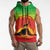 Ethiopia Christmas Sleeveless Zip Hoodie with Mountain Gazelle Sunset Ethiopian Flag Colors and Tribal Pattern Design - Wonder Print Shop