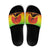 Ethiopia Christmas Slide Sandals with Mountain Gazelle Sunset Ethiopian Flag Colors and Tribal Pattern Design - Wonder Print Shop