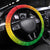 Ethiopia Christmas Steering Wheel Cover with Mountain Gazelle Sunset Ethiopian Flag Colors and Tribal Pattern Design - Wonder Print Shop