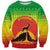 Ethiopia Christmas Sweatshirt with Mountain Gazelle Sunset Ethiopian Flag Colors and Tribal Pattern Design - Wonder Print Shop