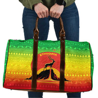 Ethiopia Christmas Travel Bag with Mountain Gazelle Sunset Ethiopian Flag Colors and Tribal Pattern Design - Wonder Print Shop