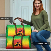 Ethiopia Christmas Travel Bag with Mountain Gazelle Sunset Ethiopian Flag Colors and Tribal Pattern Design - Wonder Print Shop