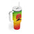 Ethiopia Christmas Tumbler With Handle with Mountain Gazelle Sunset Ethiopian Flag Colors and Tribal Pattern Design - Wonder Print Shop