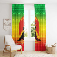 Ethiopia Christmas Window Curtain with Mountain Gazelle Sunset Ethiopian Flag Colors and Tribal Pattern Design - Wonder Print Shop