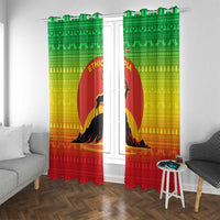 Ethiopia Christmas Window Curtain with Mountain Gazelle Sunset Ethiopian Flag Colors and Tribal Pattern Design - Wonder Print Shop