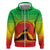 Ethiopia Christmas Zip Hoodie with Mountain Gazelle Sunset Ethiopian Flag Colors and Tribal Pattern Design - Wonder Print Shop