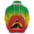Ethiopia Christmas Zip Hoodie with Mountain Gazelle Sunset Ethiopian Flag Colors and Tribal Pattern Design - Wonder Print Shop