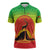 Ethiopia Christmas Zipper Polo Shirt with Mountain Gazelle Sunset Ethiopian Flag Colors and Tribal Pattern Design - Wonder Print Shop