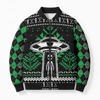 Alien Christmas Bomber Puffer Jacket Xmas Holiday Patterns - Wonder Print Shop