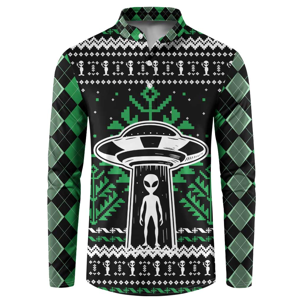 Alien Christmas Button Sweatshirt Xmas Holiday Patterns - Wonder Print Shop