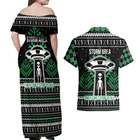 Alien Christmas Couples Matching Off Shoulder Maxi Dress and Hawaiian Shirt Xmas Holiday Patterns - Wonder Print Shop