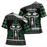 Alien Christmas Cross Shoulder Shirt Xmas Holiday Patterns - Wonder Print Shop