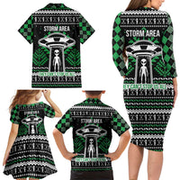 Alien Christmas Family Matching Long Sleeve Bodycon Dress and Hawaiian Shirt Xmas Holiday Patterns - Wonder Print Shop