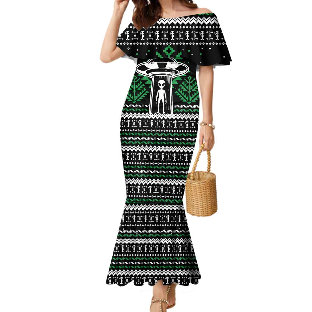 Alien Christmas Family Matching Mermaid Dress and Hawaiian Shirt Xmas Holiday Patterns - Wonder Print Shop