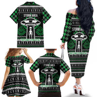 Alien Christmas Family Matching Off The Shoulder Long Sleeve Dress and Hawaiian Shirt Xmas Holiday Patterns - Wonder Print Shop